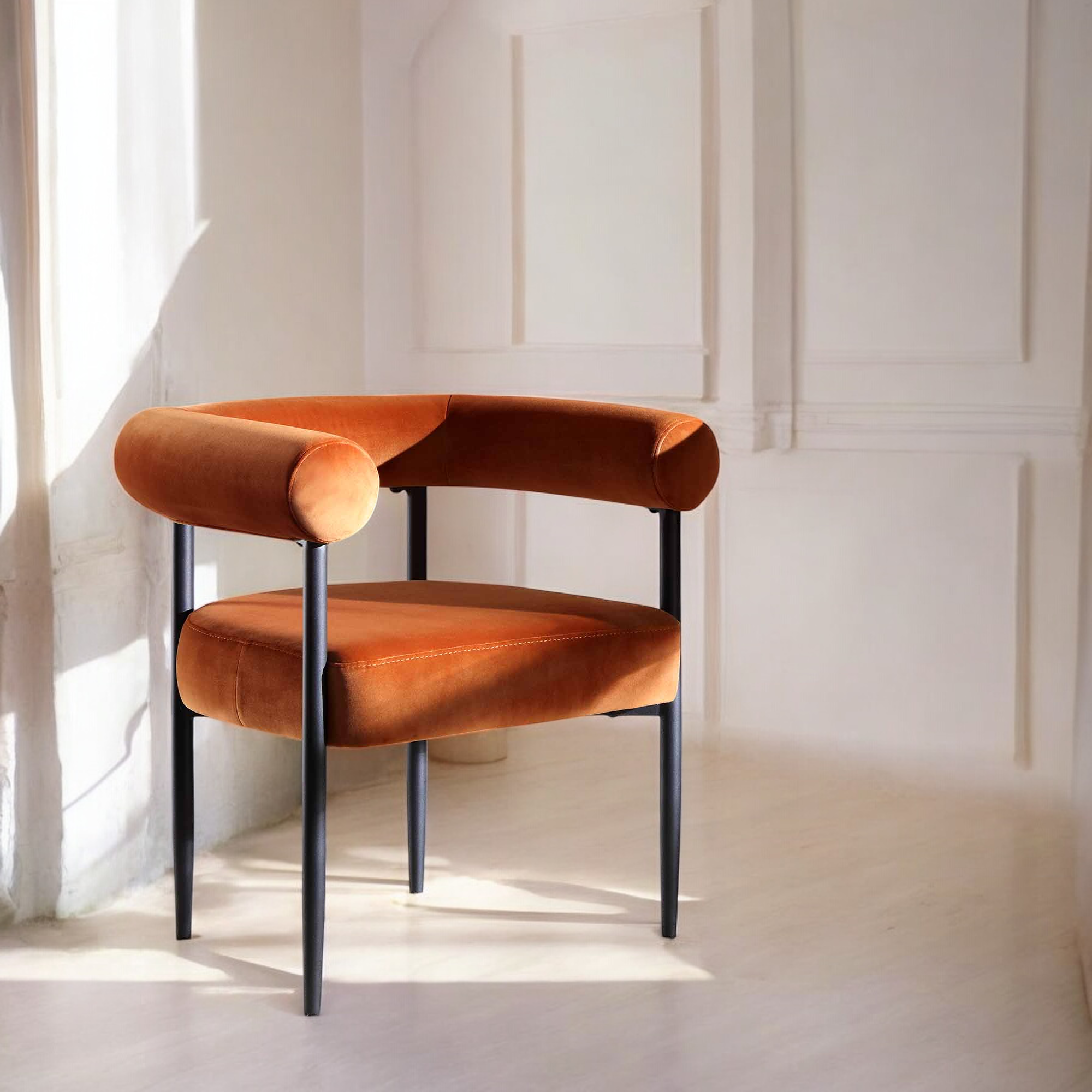 Velvet Dining Chair with Black Legs