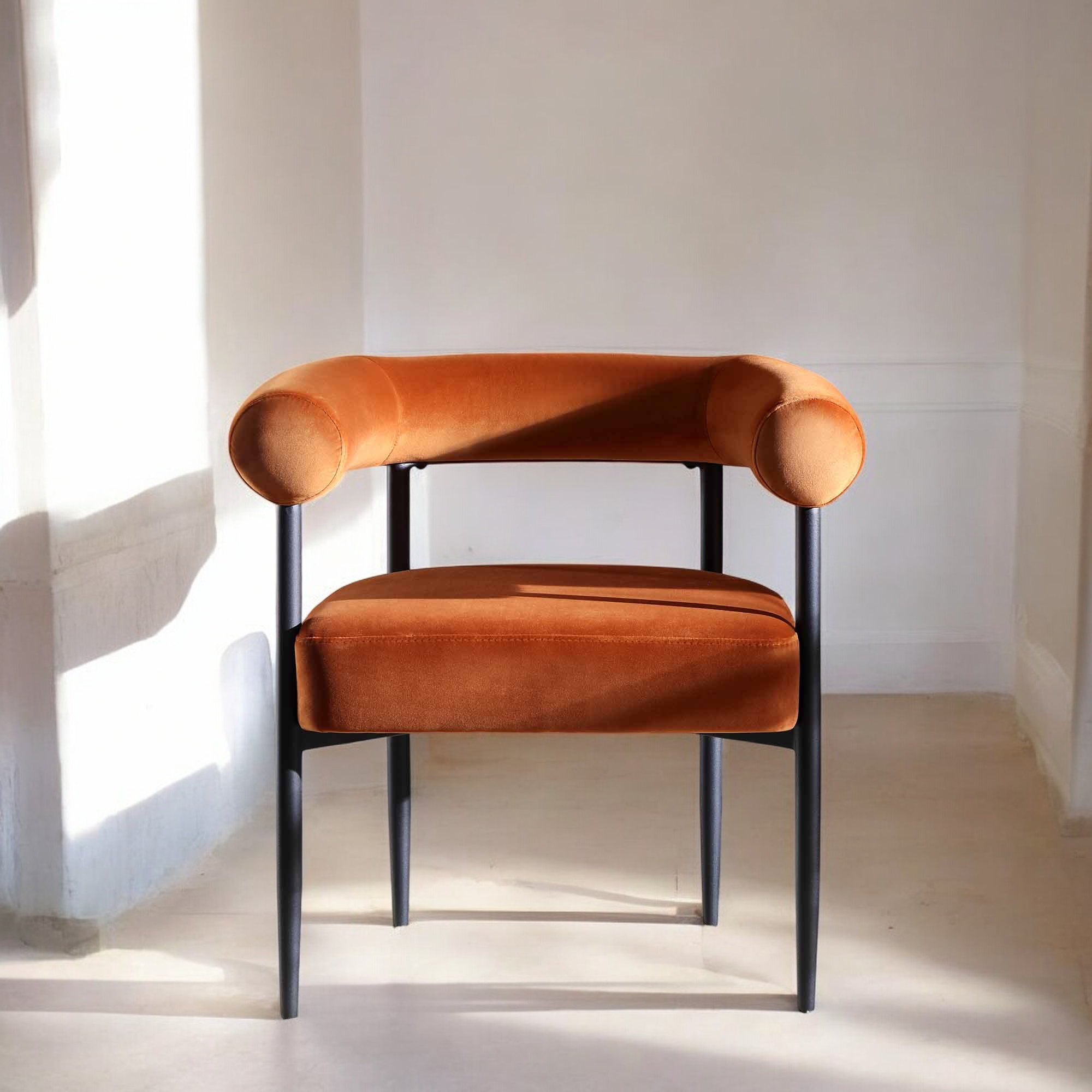 Velvet Dining Chair with Black Legs