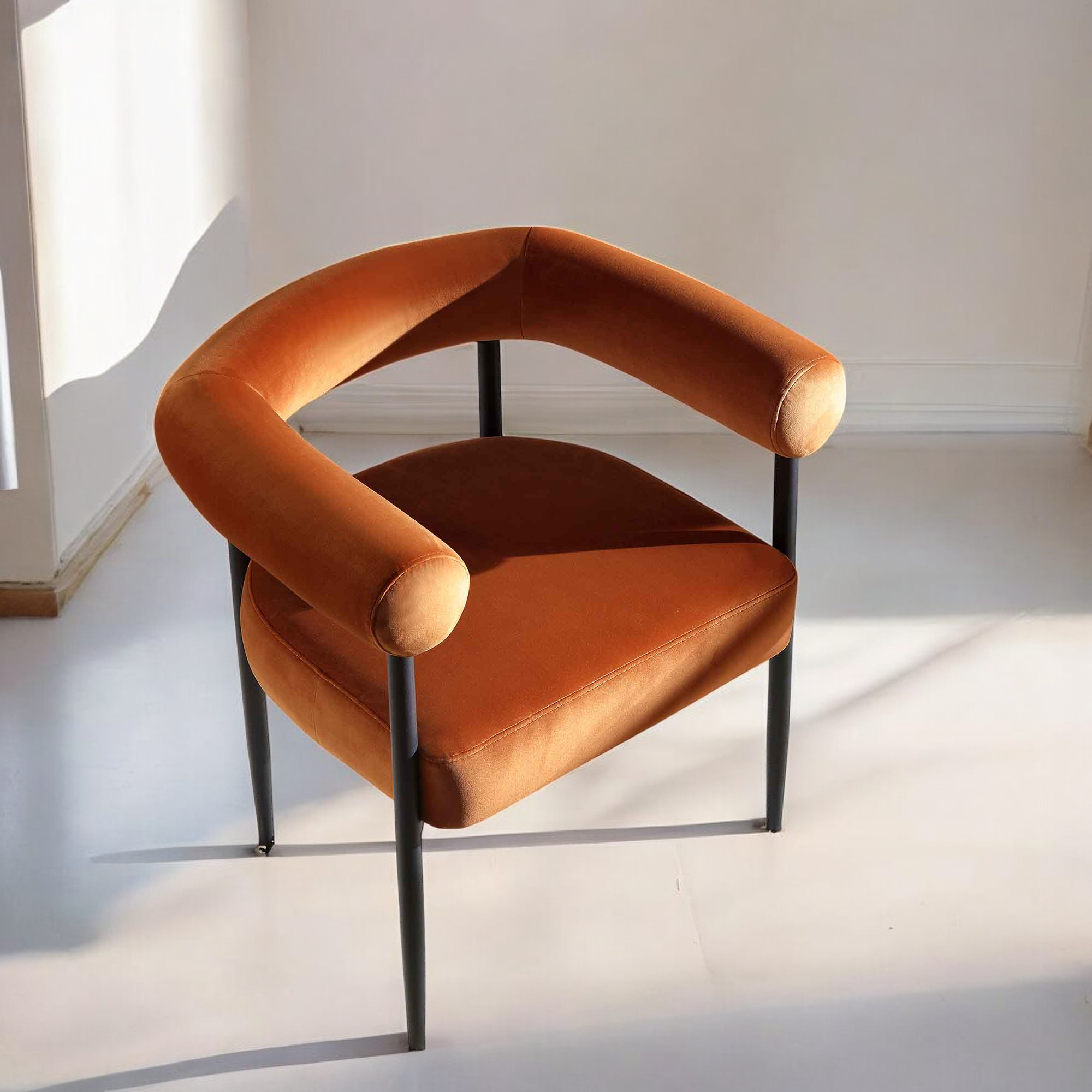 Velvet Dining Chair with Black Legs