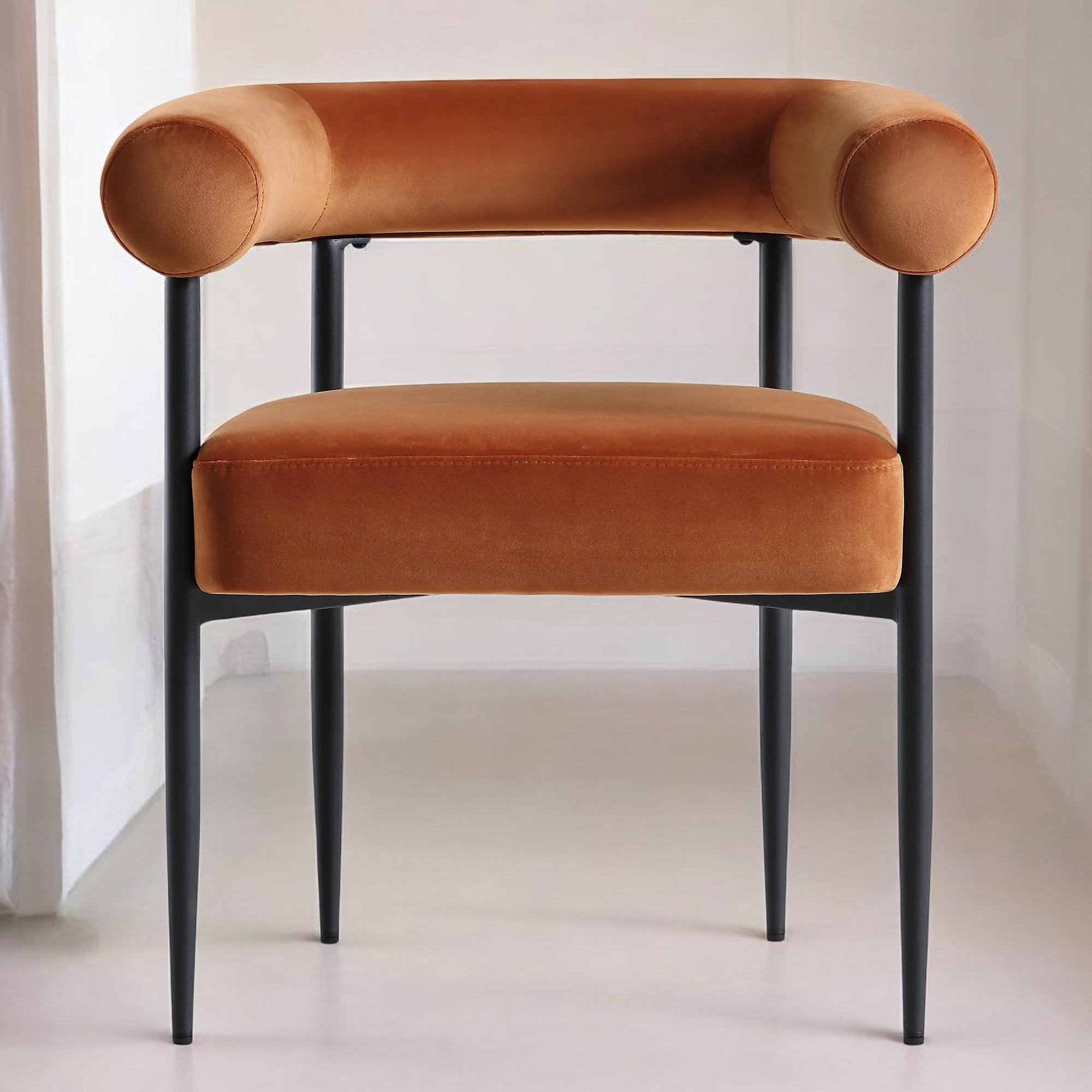 Velvet Dining Chair with Black Legs