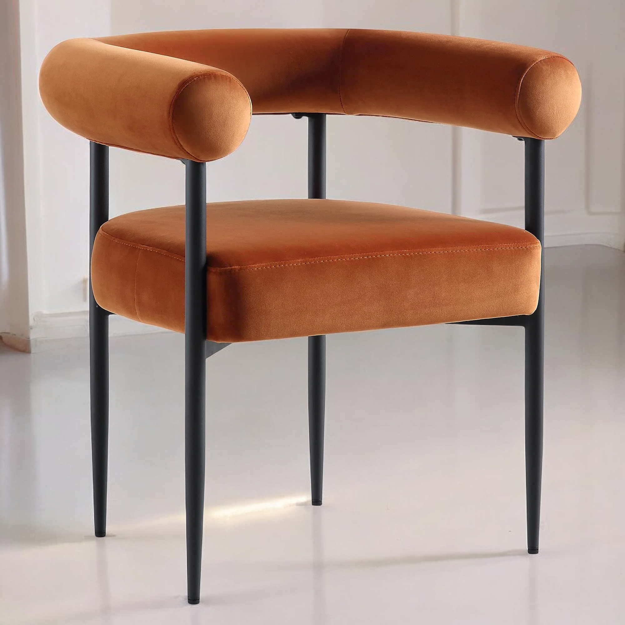 Velvet Dining Chair with Black Legs