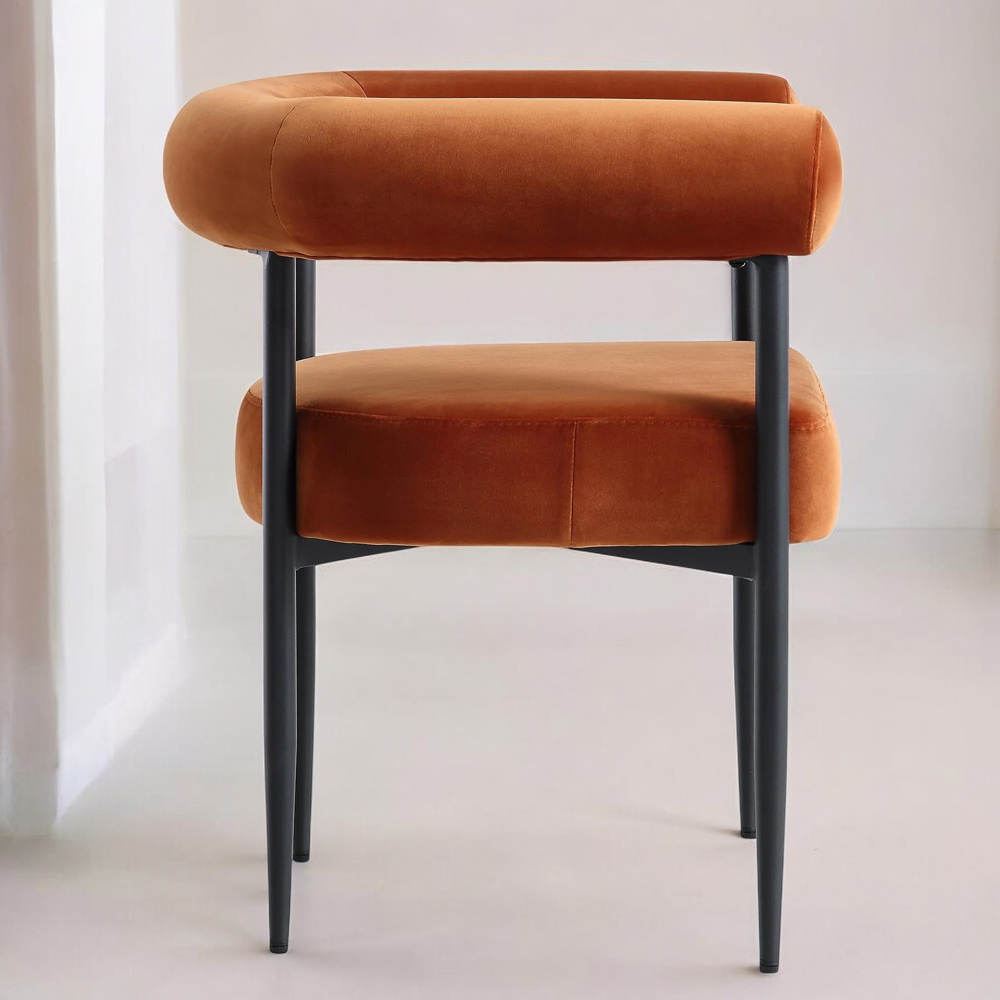 Velvet Dining Chair with Black Legs