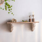 Rustic Large Wooden Wall Shelf – Handcarved Decorative Shelf for Living Room & Bedroom