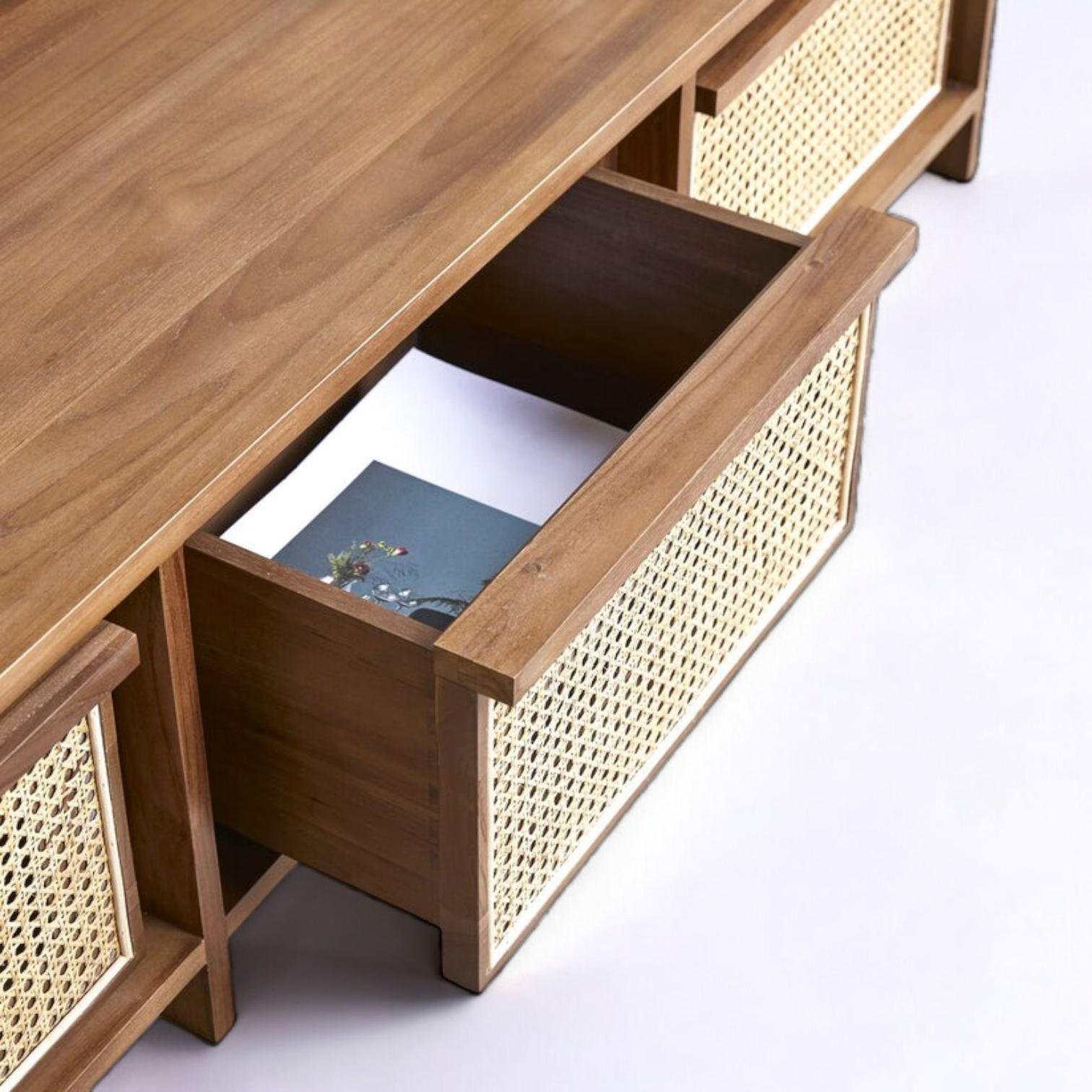 Rattan TV console - mid-century modern TV stand
