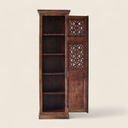Single door wardrobe in classic wood finish, offering compact storage for small spaces.
