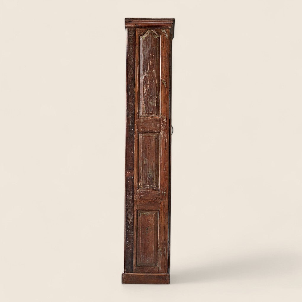 Indian Handcarved Single Door Tall Cabinet With Shelves