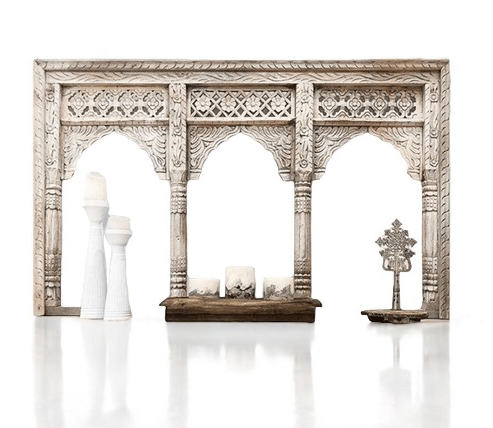 Triple Arch Jharokha Mirror Solid Wood