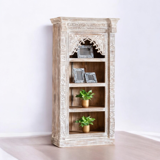 White Rustic Arch Carving Bookrack