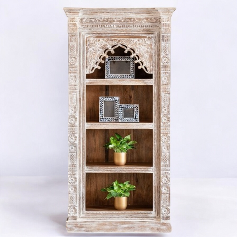 White Rustic Arch Carving Bookrack