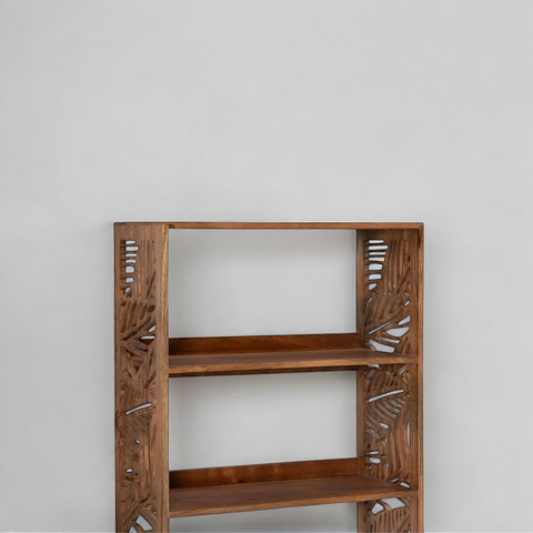 Leaf Cutwork Carving Solid Wood Bookshelf