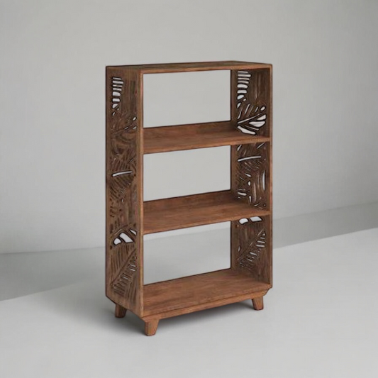 Leaf Cutwork Carving Solid Wood Bookshelf