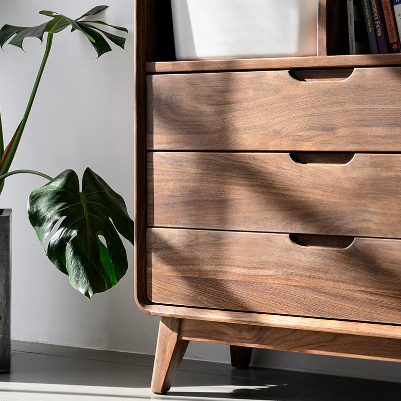 The Jaipur Study Bookcase | Handcrafted Solid Wood with Walnut Finish | 60x40x180cm