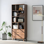 The Jaipur Study Bookcase | Handcrafted Solid Wood with Walnut Finish | 60x40x180cm
