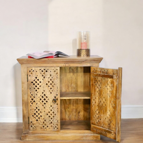 Two Door Hand Carving Floral Style Cabinet