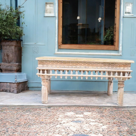 Rustic Elegance Meets Modern Functionality/reclaimed wood furniture coffee table/White Rustic Carving Coffee Table