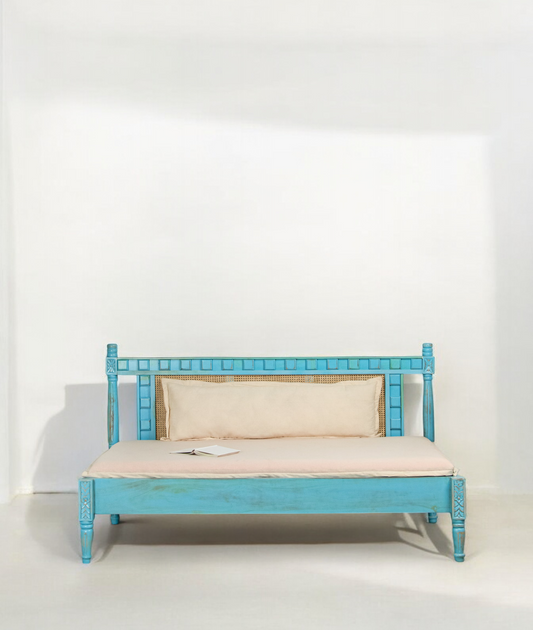 Rustic Blue Solid Wood Maita Day Bed