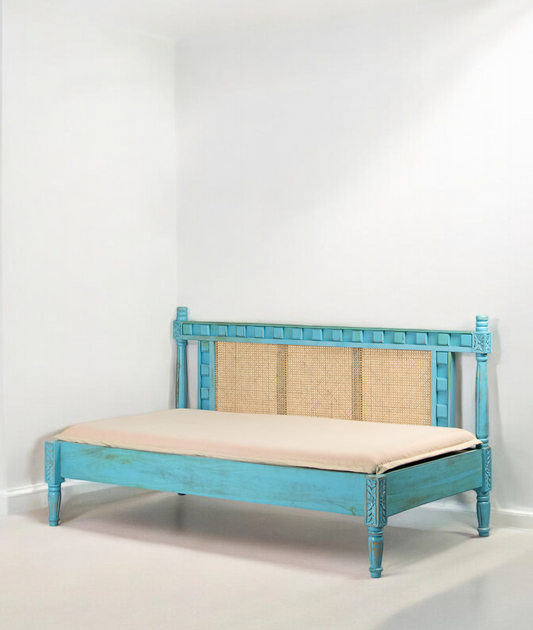 Rustic Blue Solid Wood Maita Day Bed