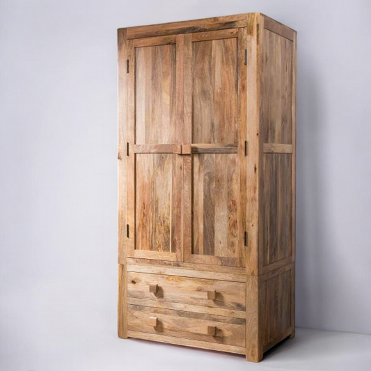 Natural Wardrobe With Two-Door & Two Drawer