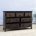 Durable solid wood sideboard showcasing natural grain patterns and robust construction for lasting quality.
