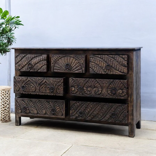 Dragon Dark Hand Carved Chest of Drawer