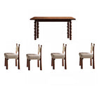 ModernaEra Mid Century Solid Wood Dining Set with Boucle Chairs – Versatile 4 & 6 Seater by Living Furn India