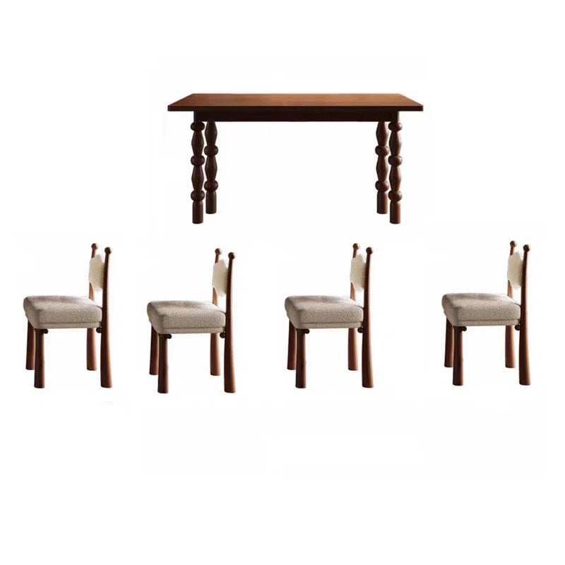 ModernaEra Mid Century Solid Wood Dining Set with Boucle Chairs – Versatile 4 & 6 Seater by Living Furn India