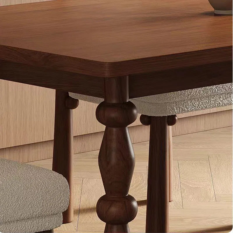 ModernaEra Mid Century Solid Wood Dining Set with Boucle Chairs – Versatile 4 & 6 Seater by Living Furn India