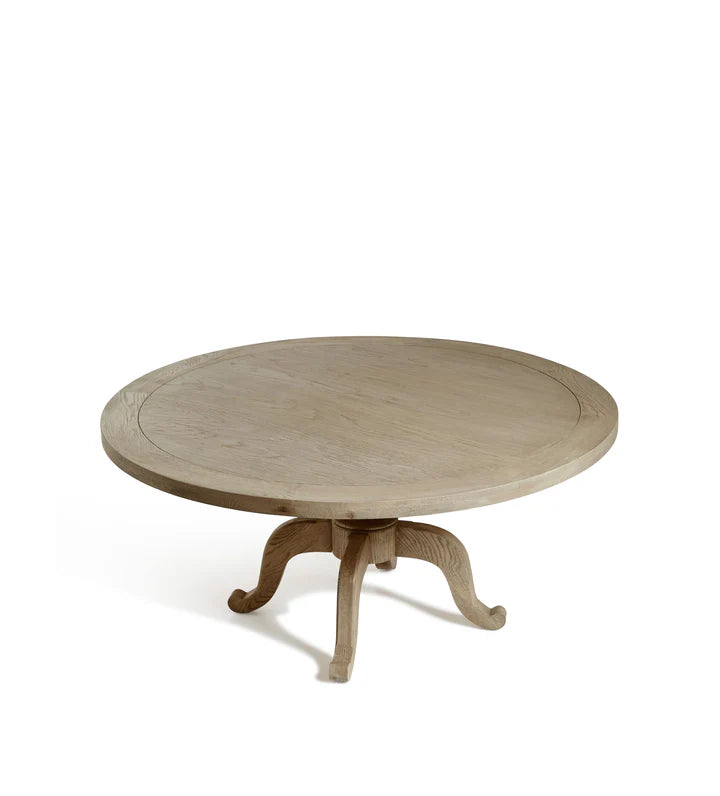 Oaklyn Crest Solid Wood 6-Seater Round Dining Table – Weathered Oak Finish by Living Furn India