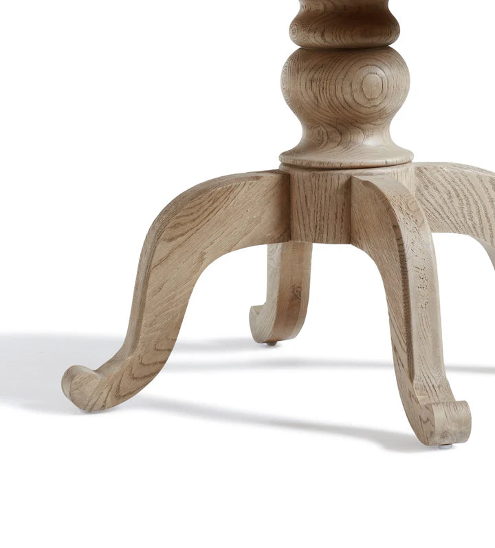 Oaklyn Crest Solid Wood 6-Seater Round Dining Table – Weathered Oak Finish by Living Furn India