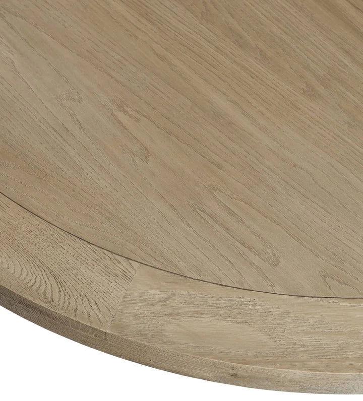 Oaklyn Crest Solid Wood 6-Seater Round Dining Table – Weathered Oak Finish by Living Furn India
