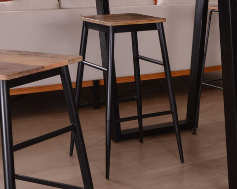 Set of 2 Metal And Solid wood Stools (Eclectic Essence Collection)