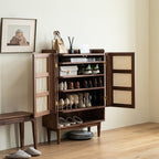 Shoe Cabinet Solid Walnut Cane Door - rattan cabinet