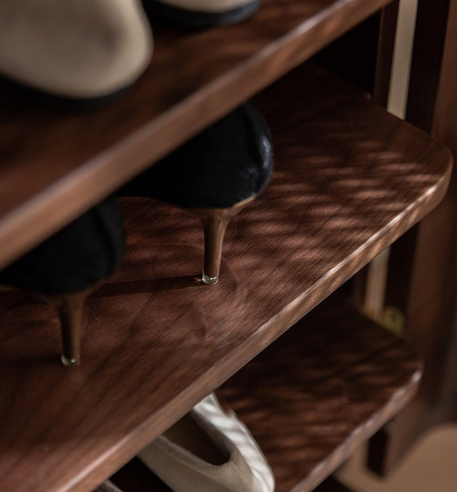 Shoe Rack Cane Door & Solid Wood Rattan cabinet