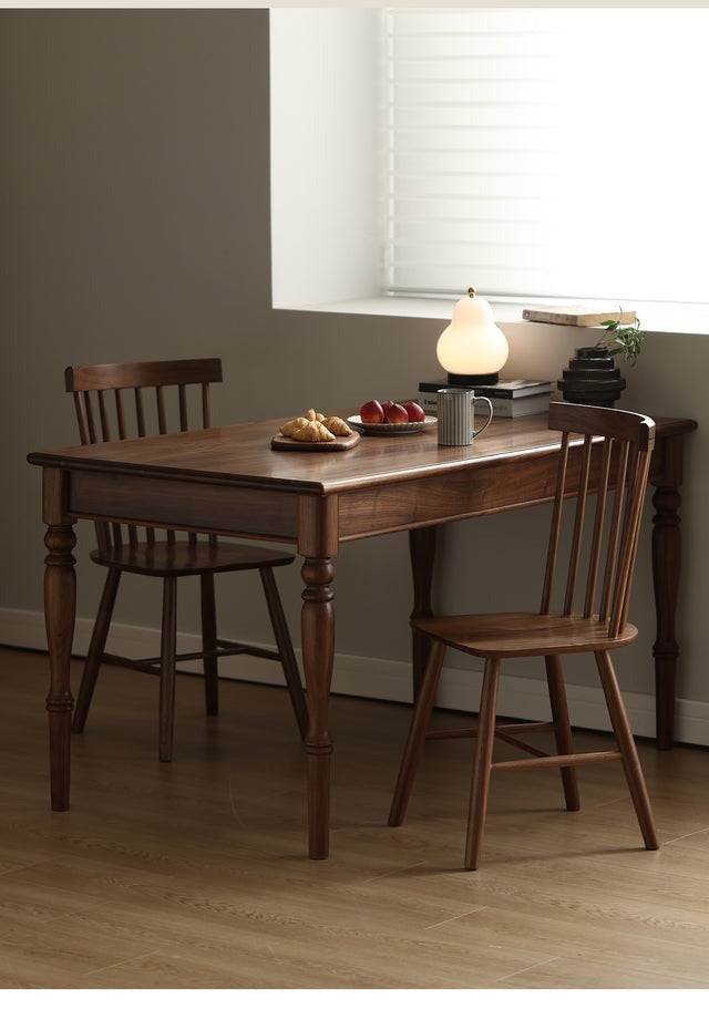 AMERICAN STYLE SOLID BLACK WALNUT WOOD DINING TABLE