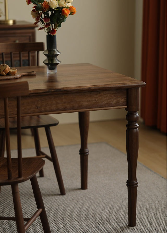 AMERICAN STYLE SOLID BLACK WALNUT WOOD DINING TABLE