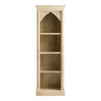 Weathered Natural Carved Wood Arch Bookshelf