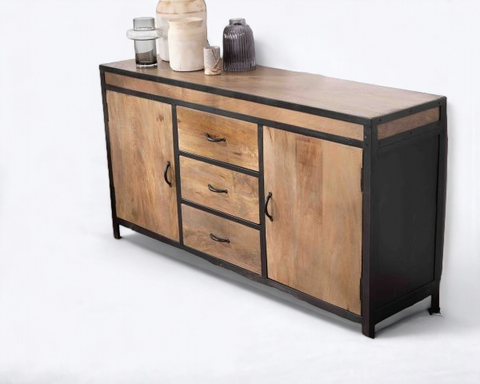 Sleek Industrial Wood Buffet.(Eclectic Essence Collection)