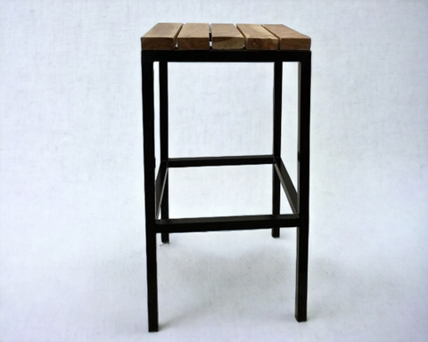 Bar Stool Solid Wood And Metal (Nature's Grace Collection)