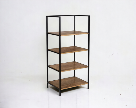 Storage Unit With 4 Wood And Metal Shelves (Eclectic Essence Collection)