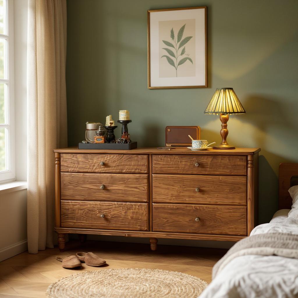 Zeo Vintage Chest of Drawer Solid Wood 6 Drawers - chest of drawers