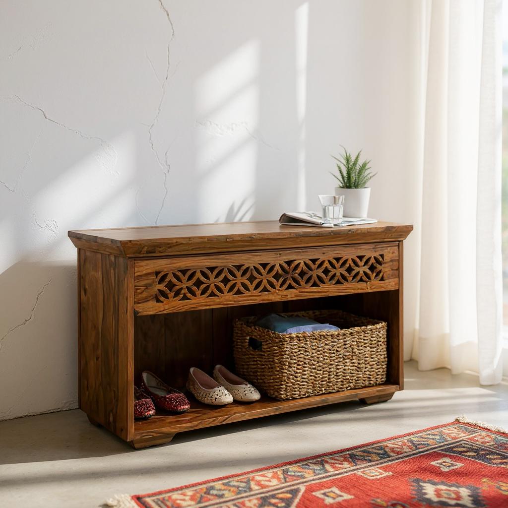 Natural Hand Carved Shoe Rack