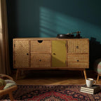 Natural Solid Wood Sideboard White Hand Carved