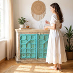 Blue & White Rustic Solid Wood Cabinet