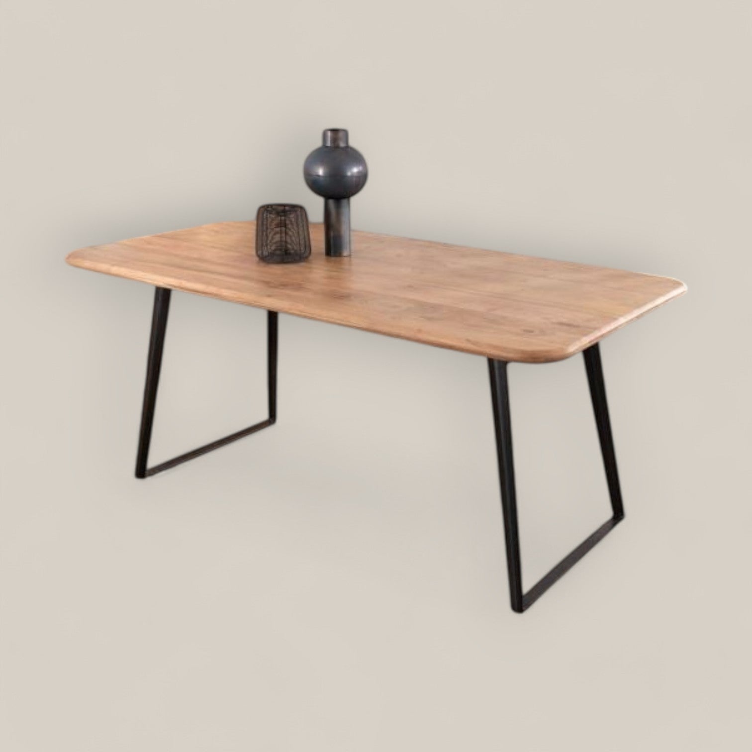 Classic wood dining table with a rustic and timeless design.