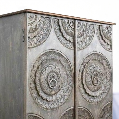 Carved 2 Door Cabinet