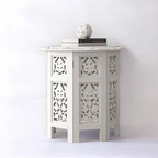 Handcarved Solid Wood End Table