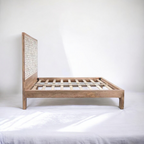 Aura Carved Bed | Handcrafted Mango Wood Bed with Intricate Headboard | King & Queen Sizes | Living Furn India