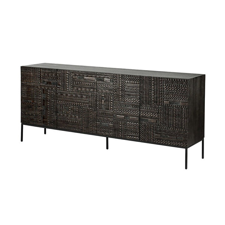 Tabwa 80" 4-Door Sideboard | Handcrafted Solid Mango Wood Cabinet | Living Furn India