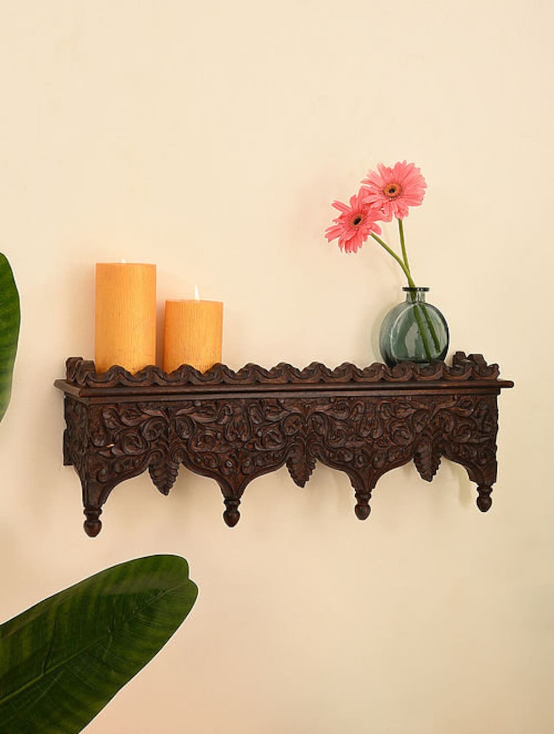 Handmade Indian Vintage Handcarved Wooden Wall Shelf || Original Hand Crafted Engraved by Artisan's of jodhpur - J.L.HOME DECOR