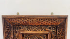 Hand‑Carved Mango Wood Wall Mirror — Rustic Floral Panel Frame, 75 × 45 cm | Living Furn India